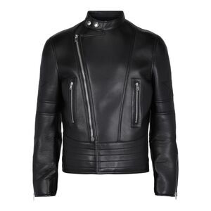 Givenchy Star Patch Leather Moto Jacket Black Mens